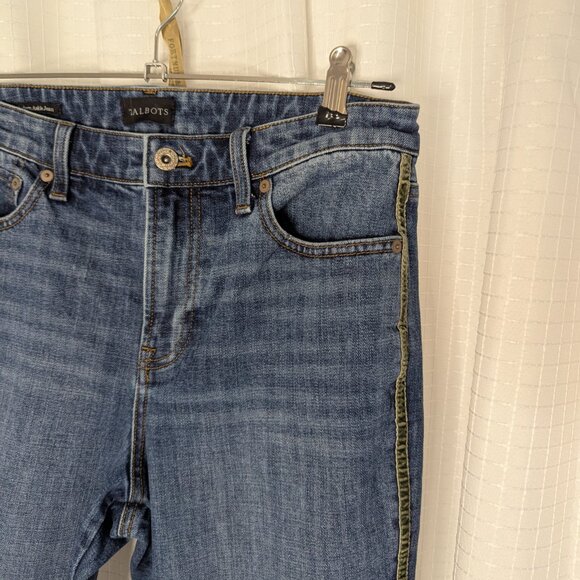 Talbots Modern Ankle Jeans with Green Velvet Side Trim, Size 8P - Picture 5 of 8